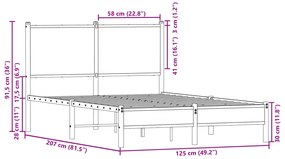 Estrutura de cama sem colchão 120x200 cm metal carvalho fumado