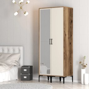 Guarda-roupa Kumsal RS – Nogueira e Creme – 80x47,5x201,4 cm