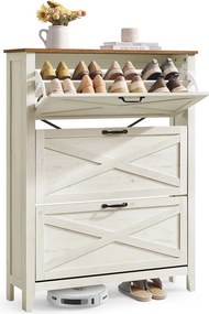 Armário para sapatos com três portas 24 x 87 x 123,6 cm Branco vintage