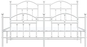Estrutura de cama com cabeceira e pés 183x213 cm metal branco