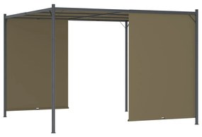 Pérgola jardim telhado retrátil 3x3m 180 g/m² cinza-acastanhado