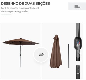 Chapéu de Sol de Jardim Ø295x250cm com Manivela Chapéu de Sol Exterior