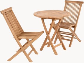 Conjunto de jantar bistrô para jardim em madeira de teca Oviedo & Toledo, conjunto de 3