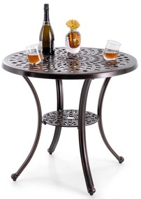 Mesa redonda de alumínio fundido de 24 polegadas, mesa de jantar para pátio, mesa de bistrô com furo para guarda-chuva de 2 polegadas - cobre