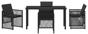 Conjunto de Jantar de 5 Peças do vidaXL com Almofadas Pretas de Poli R