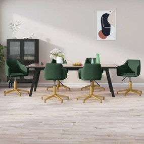 vidaXL Cadeiras de jantar giratórias 6 pcs veludo verde-escuro