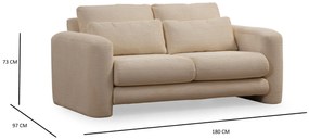 Sofá de 2 Lugares Lily – Bege – 180x97x73 cm