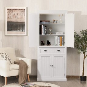 Armario arrumação com estantes reguláveis de 2 portas com gaveta para sala de estar Sala de jantar e corredor 76 x 40 x 183 cm Branco