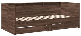 Sofá-cama com gavetas sem colchão 90x200 cm carvalho castanho