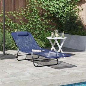 vidaXL Espreguiçadeira dobrável Azul-marinho 182 x 55 x 85.5cm