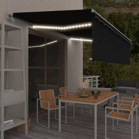 Toldo automático com estore/LED/sensor de vento 5x3 m antracite