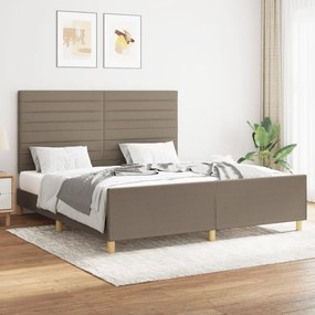 Estrutura de cama 160x200 cm tecido castanho-acinzentado