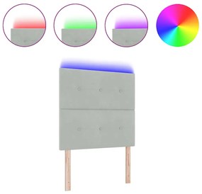 Cabeceira LED vidaXL Cinza Claro 100 cm Veludo