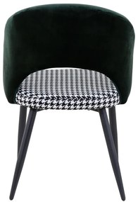 Conjunto 4 Cadeiras de Cozinha e Sala de Jantar  CLEO, metal, tecido verde com houndstooth