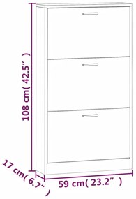 Sapateira 59x17x108 cm derivados de madeira sonoma cinza