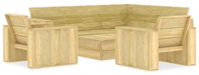 4 pcs conjunto lounge de jardim madeira de pinho impregnada