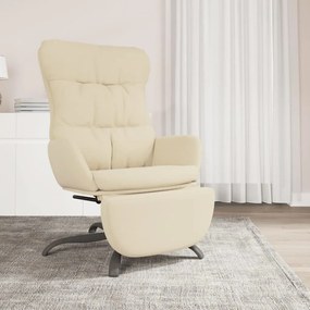 vidaXL Cadeira de descanso com apoio de pés tecido branco nata