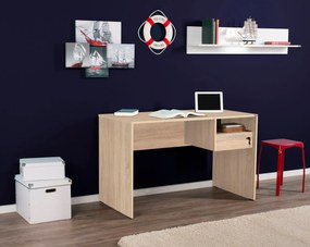 Secretária "Simple" com Gaveta - 120 x 75 x 60 cm - Sonomo e Branco -