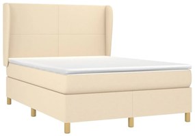 Cama com molas/colchão 140x190 cm tecido cor creme