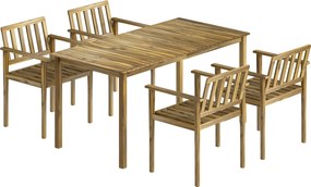 Outsunny Conjunto de Jantar para Jardim 5 Peças, Mesa e Cadeiras para 4 Pessoas, Teca | Aosom Portugal
