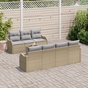 Conjunto de Sofá de Jardim vidaXL de 8 peças com Almofadas Bege Rattan