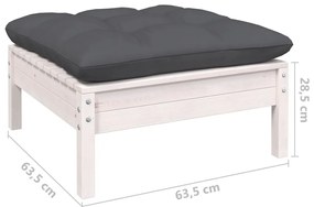 6 pcs conjunto lounge de jardim c/ almofadões pinho branco
