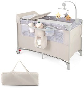 Berço para bebés dobrável 5 em 1 portátil com mesa para mudar fraldas Cadeira de brincar Berço para dormir Berço Moisés Colchão de berço Saco de viage