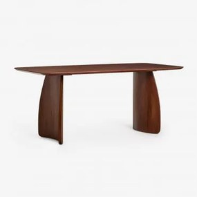 Mesa De Jantar Retangular 180x90 Cm Em Mdf Com Folha De Nogueira Luanda Castanho Nogal Oscuro - Sklum