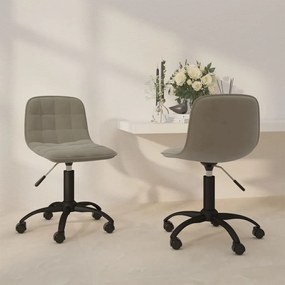 vidaXL Cadeiras de jantar giratórias 2 pcs veludo cinzento-claro