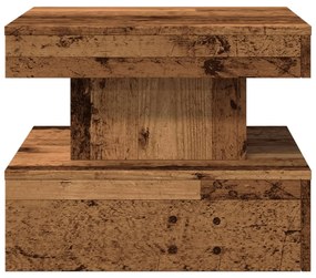 Mesa de centro com luzes LED 50x50x40 cm madeira velha
