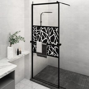 vidaXL Divisória chuveiro c/prateleira 80x195 vidro/alumínio ESG preto