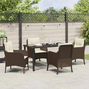 Conjunto de Jantar de Jardim com Almofadas Vime Poly Castanho