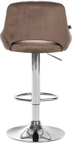 Banco alto Milet em veludo com estrutura cromada 85-106 x 47 x 48 cm Castanho