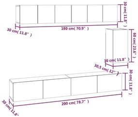 Conjunto móveis de TV 6pcs madeira processada carvalho sonoma