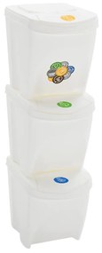 152199 vidaXL Caixotes do lixo empilháveis 3 pcs 75 L polipropileno branco
