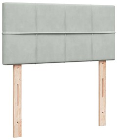 Cama com molas/colchão 90x200 cm veludo cinza-claro