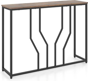 Mesa de Consola Industrial, 110 x 30 x 80 cm, Estrutura Metálica Resistente, Castanho+Preto