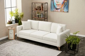 Sofá de 3 Lugares Berlin – Creme Dourado – 220 x 83 x 91 cm