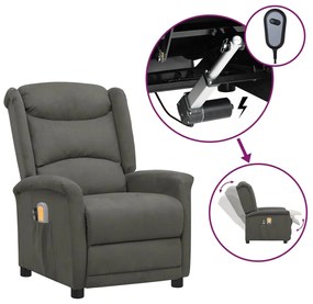 vidaXL Poltrona de massagens elétrica tecido microfibra cinza-escuro