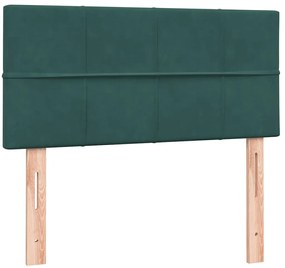 Cama com molas/colchão verde-escuro 80x220 cm veludo