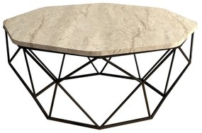 Mesa de Centro Diamond – Travertine – 90 x 38 x 90 cm
