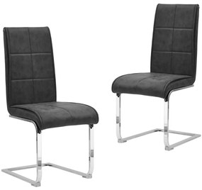vidaXL Cadeiras de jantar cantilever 2 pcs couro artificial preto