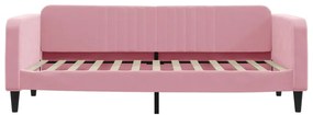 Sofá-cama com colchão 90x200 cm veludo rosa