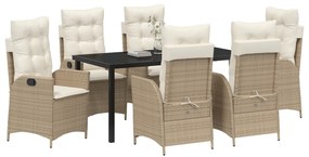 Conjunto de Jantar de Jardim com Almofadas Bege Poliratana