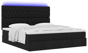 Estrutura de cama otomana com colchão 180x200 cm tecido preto