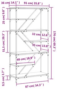 Estante 91x36x176 cm derivados de madeira e aço cinzento sonoma