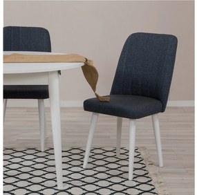Conjunto de Mesa de Jantar Extensível e Cadeiras Vina – Branco e Azul