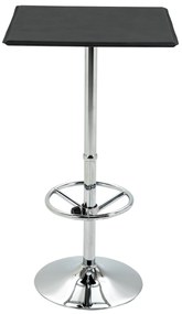 HOMCOM Mesa de Bar Mesa Alta de Cozinha com Apoio para os Pés Ajustável e Estrutura de Metal para Sala de Jantar Carga Máxima 60kg 62x62x110cm Preto e Prata