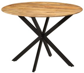 Mesa de jantar Ø110x78 cm madeira de mangueira maciça e aço