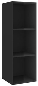 3 pcs conjunto móveis de TV derivados madeira preto brilhante